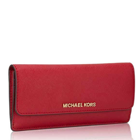 Michael Kors Handbags - Micheal Kors Red jet set saffiano leather wallet